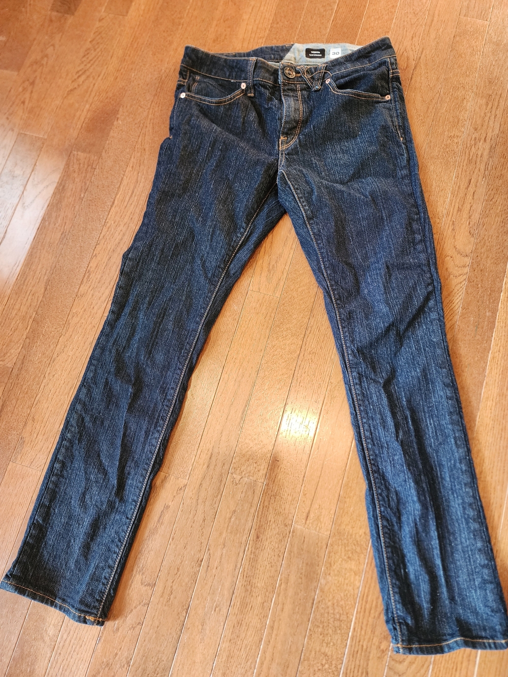 Volcom Men's Slim Straight Jeans in Dark Blue